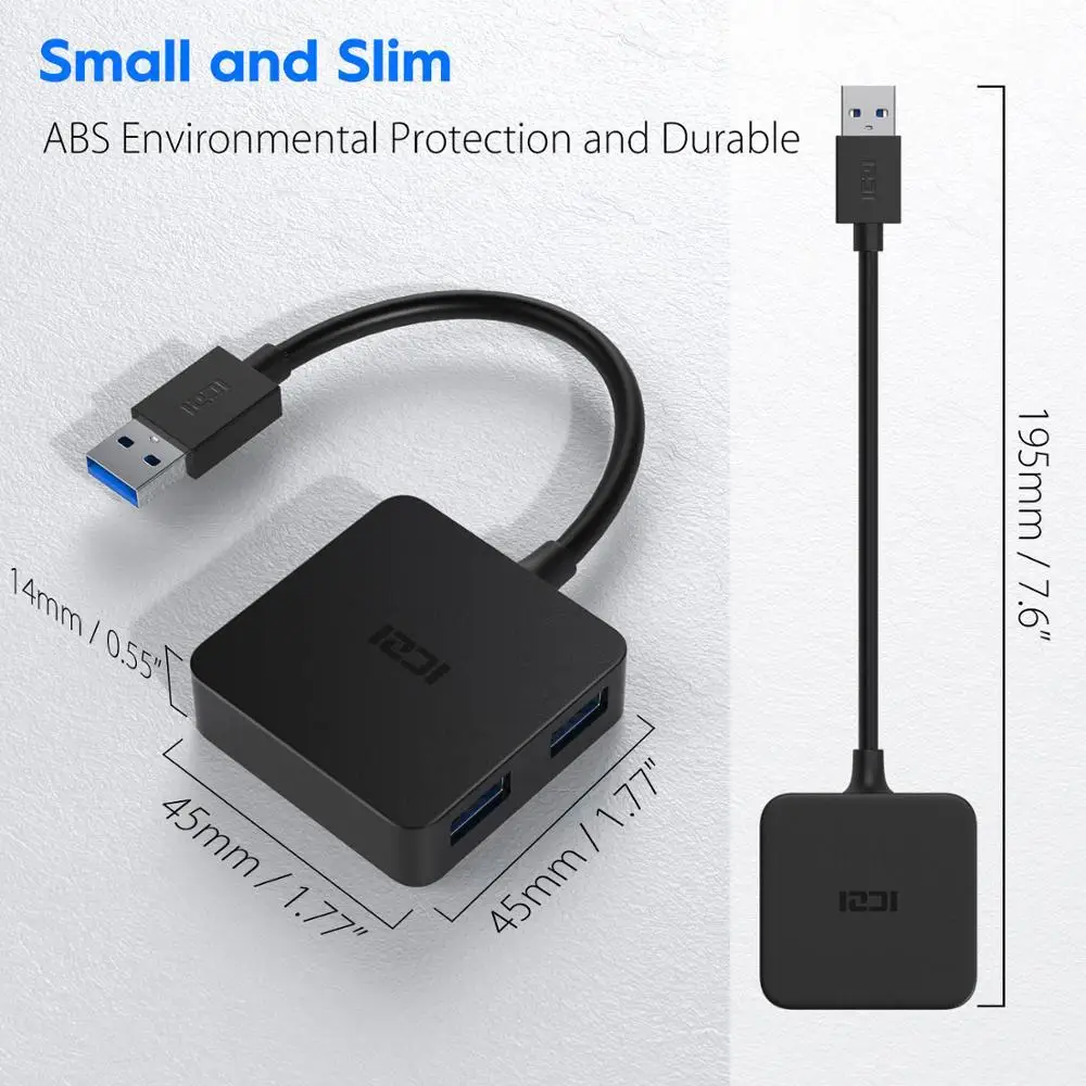 ICZI usb-концентратор 4 порта USB 3,0 для ПК Аксессуары для ноутбуков Macbook Air DELL hp LENOVO ASUS