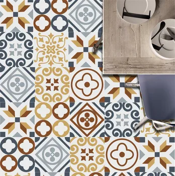 

20pc/lot 10/20 Cm Vintage European Tile Stickers Retro PVC Floorsticker Waterproof Anti-Skid 3D Imitation European Wall Stickers