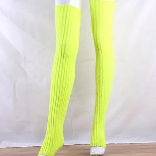 Цвет: желтый Women Socks Elastic Solid Color Warm Thigh High Knitted Long Socks Over Knee Stocking Medias de Mujer чулки женские эротические - Цвет: Цвет: желтый