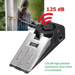 Alarme d'arrêt de porte sans fil 125db, en acier inoxydable, capteur à 3 niveaux de sensibilité, Portable en forme de coin, sécurité pour le voyage à domicile 