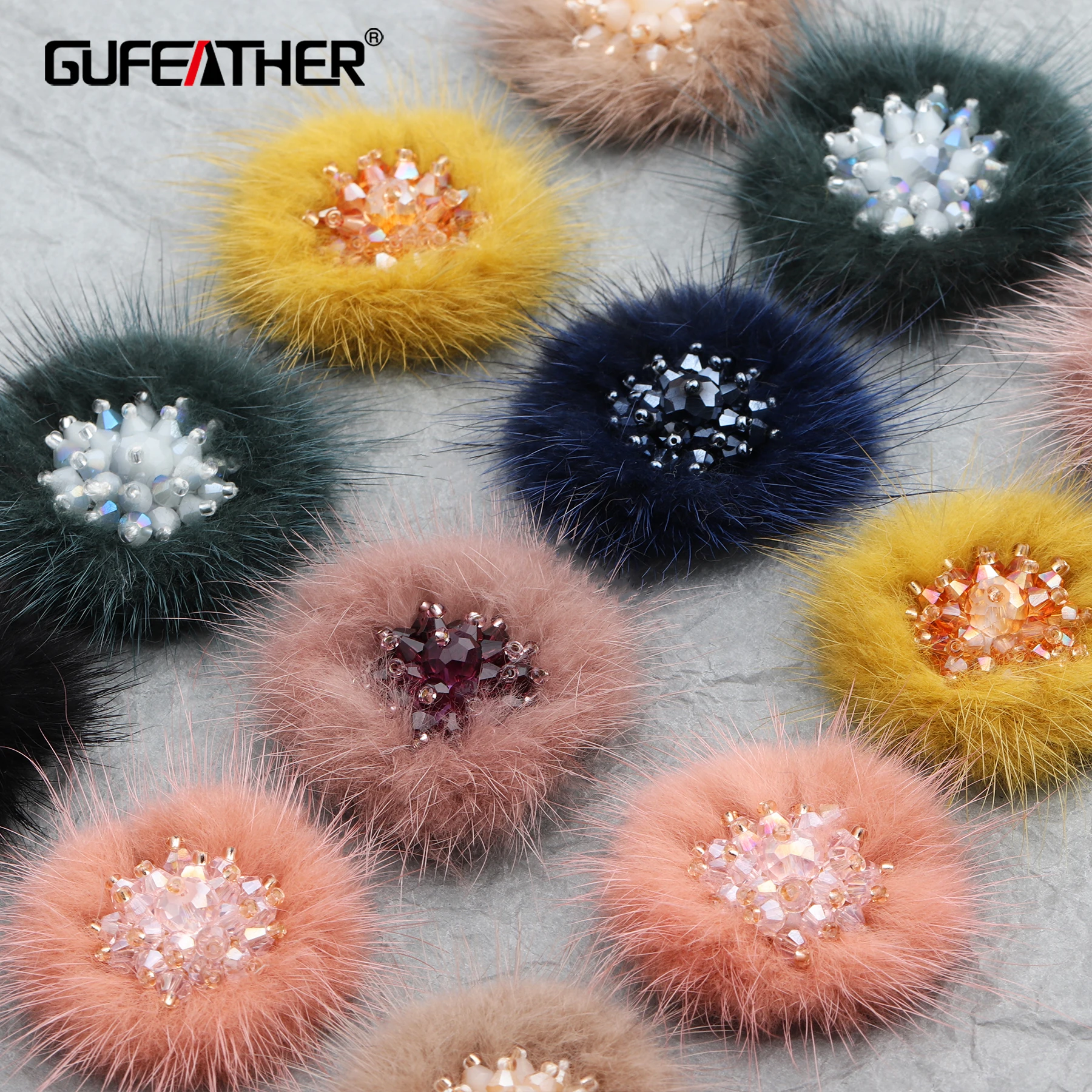 GUFEATHER M478, ювелирные аксессуары, ручной работы, натуральный мех норки, пушистый шар, аксессуары diy, серьги ювелирные изделия, изготовление ювелирных изделий, 4 шт./лот