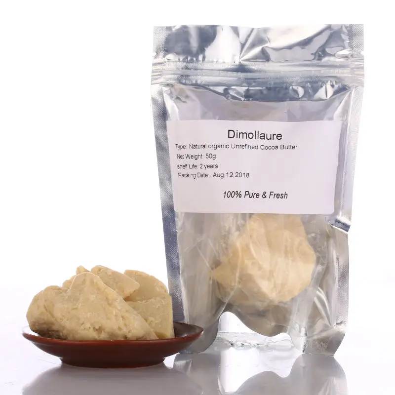 Dimollaure 50g Unrefined Cocoa Butter Raw Pure Cocoa Butter Base Oil Food Grade Natural Organic Essential Oil skin care