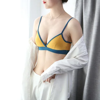 

Contrast Color Fashion Ultrathin Breathable Bra Soft-Cup Sports Soft And Comfortable Non-Steel Ring Underwear Women's