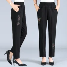 Mom Pants Spring and Autumn Long Casual Straight Trousers for the Elderly Women Loose plus Size Outer Wear