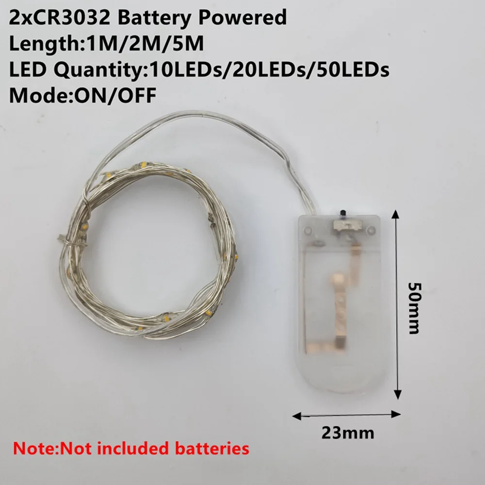 1-10 м медный провод светодиодный Сказочный светильник s ночной Светильник праздничный светильник ing для гирлянды Рождественская елка свадебное украшение для вечеринки - Испускаемый цвет: CR2032 Battery