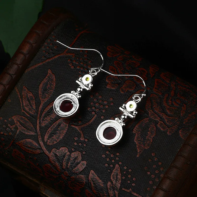 Skute-Vintage-Thai-Silver-Mystic-Moonstone-Burgundy-Red-Crystal-Geometric-Long-Dangle-for-Women-Boho