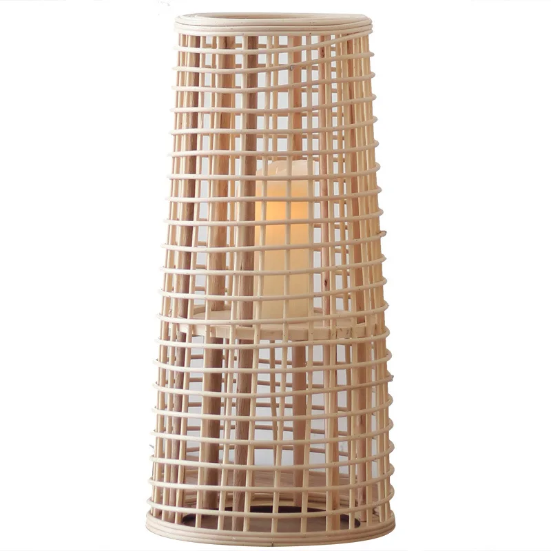 

Nordic Vintage Stand Candle Holders Lantern Creative Wooden Candlestick Multifunction Wedding Centerpieces for Tables Cadeau D