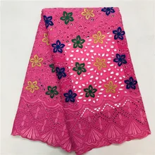 Высокое качество африканская сетчатая кружевная ткань хлопок вышивка французская швейцарская вуаль пробивная хлопковая кружевная ткань белая 5 ярдов