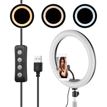 

14Inch LED Ring Light Fill-in Lamp Built-in 10W Dimmable 2700-5500K Color Temperature +Ballhead for iPhone Samsung Huawei