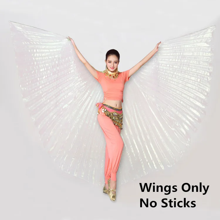 Стиль, профессиональные крылья для танца живота, крылья для танца живота Isis, золотые, серебристые, черные, 11 цветов, палочки - Цвет: White
