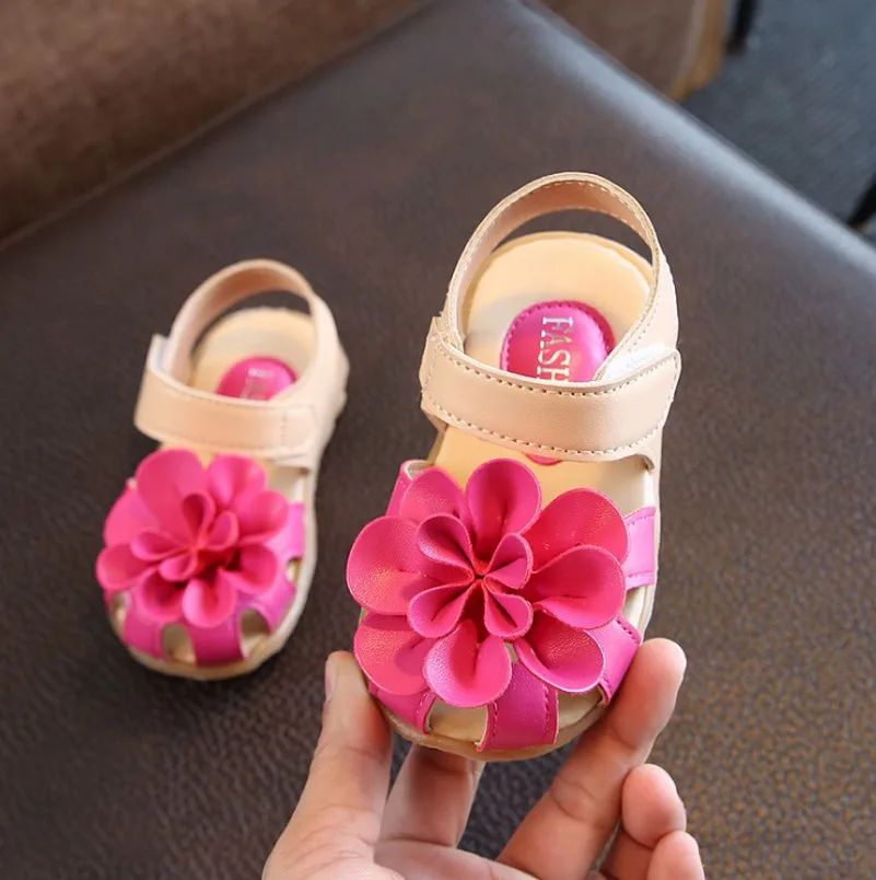 

ULKNN Children Sandals Summer PU Leather Flower Children Sandals Sneakers First Walkers Girls Antiskid Sandals size21-33