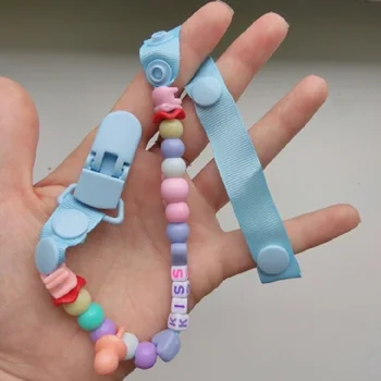 

New Colourful Baby Pacifier Clip Pacifier Chain Hand Made Funny Beads Dummy Clip Baby Soother Holder For Baby Kid