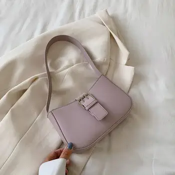 

Vintage Pu leather Baguette Shape Bag Luxury Leather Handbag 2020 New Fashion Shoulder Bag Womens Messenger Crossbody Bags