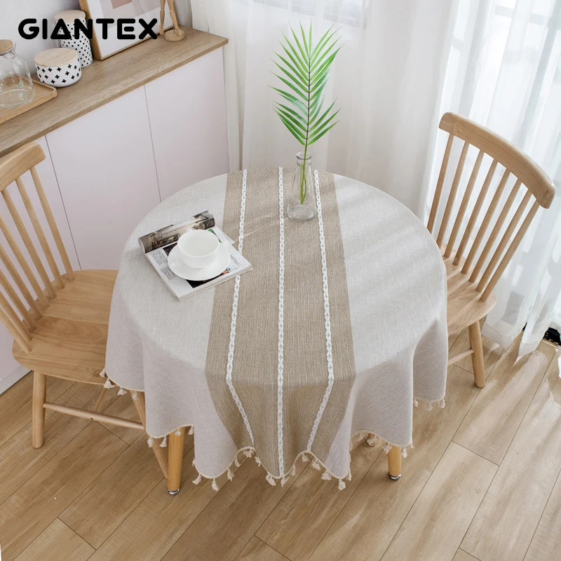 GIANTEX Декоративная скатерть для стола хлопковая круглые скатерти покрытие