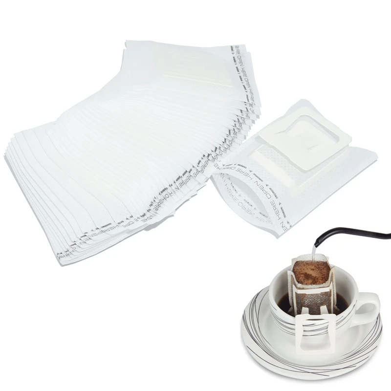 

New Style 50Pcs / Pack Drip Coffee Filter Bag Portable Hanging Ear Style Coffee Filters Paper Home Office Travel Brew Coffee a