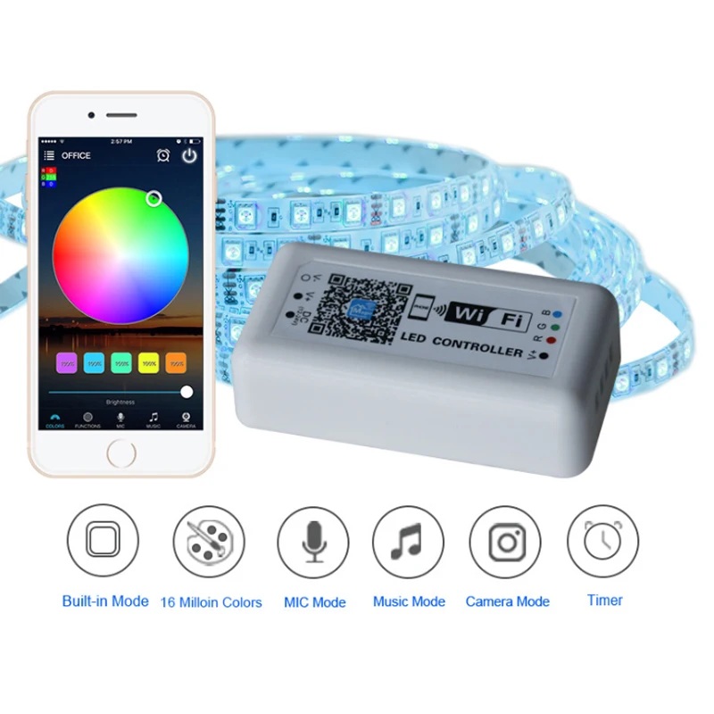 Умный светодиодный контроллер RGB DC 12 В 24 Wi Fi для 5050 3528 SMD светильник подходит