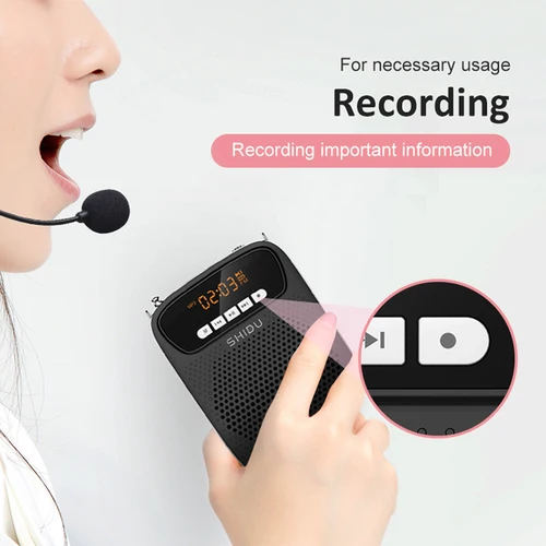 SHIDU 15W 휴대용 음성 증폭기 유선 마이크 FM 라디오 AUX 오디오 녹음 블루투스 스피커 강사 S278 2