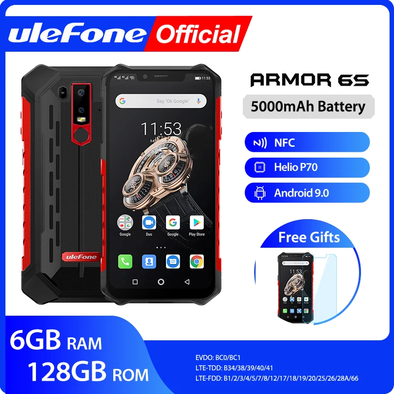 Ulefone Armor 6S Водонепроницаемый IP68 NFC прочный мобильный телефон Helio P70 Android 9 0 6 ГБ 128