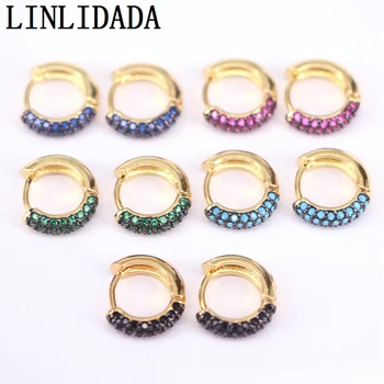 

5Pair Trendy Jewelry Gold Color CZ Round Hoop Earrings Rainbow Charm Earrings Wedding Party Gifts