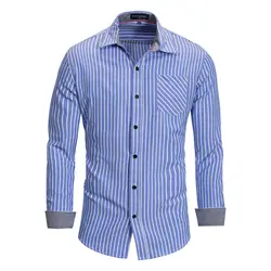 Will Code мужская одежда из чистого хлопка с длинным рукавом рубашка в полоску рубашка 166
