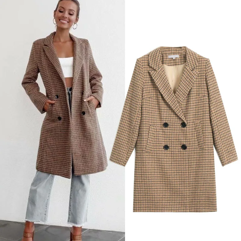 

2019 Autumn New Style Europe And America WOMEN'S Dress Versitile Fashion Pattern Loose-Fit Casual Long Sleeve Suit Coat