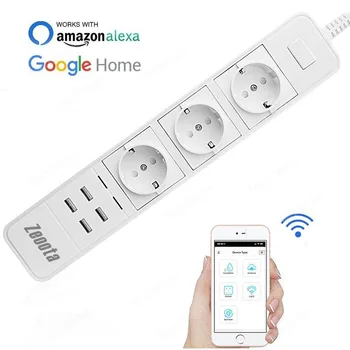 

Smart Wifi Power Strip Surge Protector Multiple EU Sockets USB Port Timer Voice Remote Control for Amazon Echo Alexa Google Home