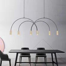 

Artpad Nordic Geometric Lines Arched Shape Pendant Light Black Gold Modern LED Hanging Lamp for Dining room Cloth Store Bar Lamp