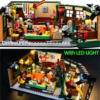 

New Ideas Compatible 21319 1228pcs Friends Central Perk Cafe Building Kit Blocks with LED Light Figures Toys for Gift