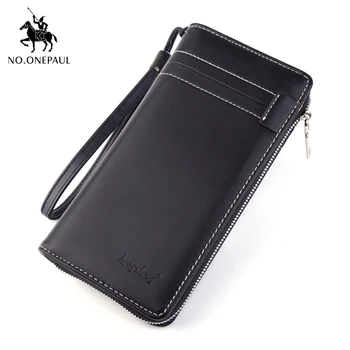 

NO.ONEPAUL Men's Clutch Wallet Men Wallet Men's Long Zipper European and American Wallet Large Capacity Wallet Mobile Phone Bag