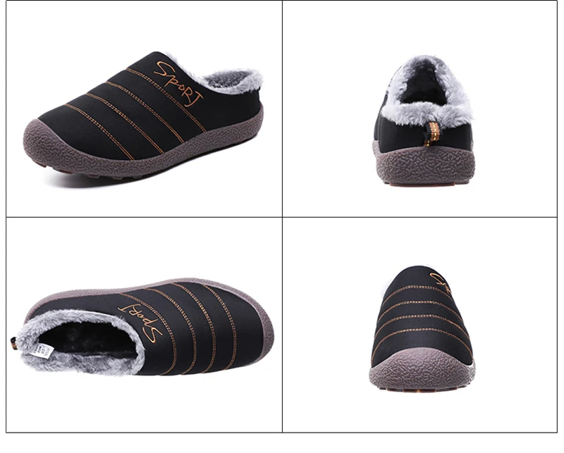 Winter Outdoor Man Slippers House Cotton Shoes Fleece Warm Anti-skid Man Slippers Plus Size High Quality Zapatos De Hombre