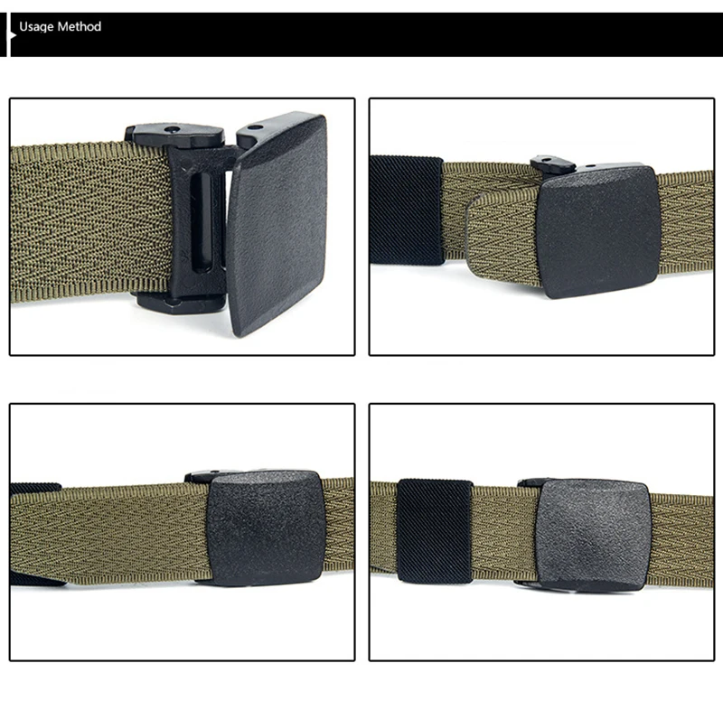 elastic belt for men Fashionable Plastic Button Leisure Student Stripe Canvas Woven Belt mens black belt