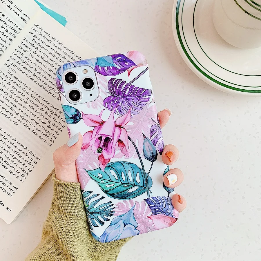 Модный чехол для телефона с листьями цветов для iPhone 6, 6 S, 7, 8 Plus, мягкий силиконовый чехол для iPhone X, XR, XS, XSMAX, 11, 11Pro MAX