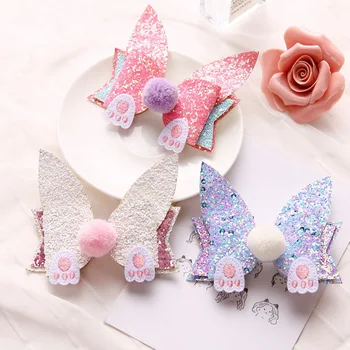 

DHL 500pc Glitter Bow Knot Hair Clips for Girls Cute Cartoon Print Hair Bows Hair Barrettes Girls Princess Hair Pin