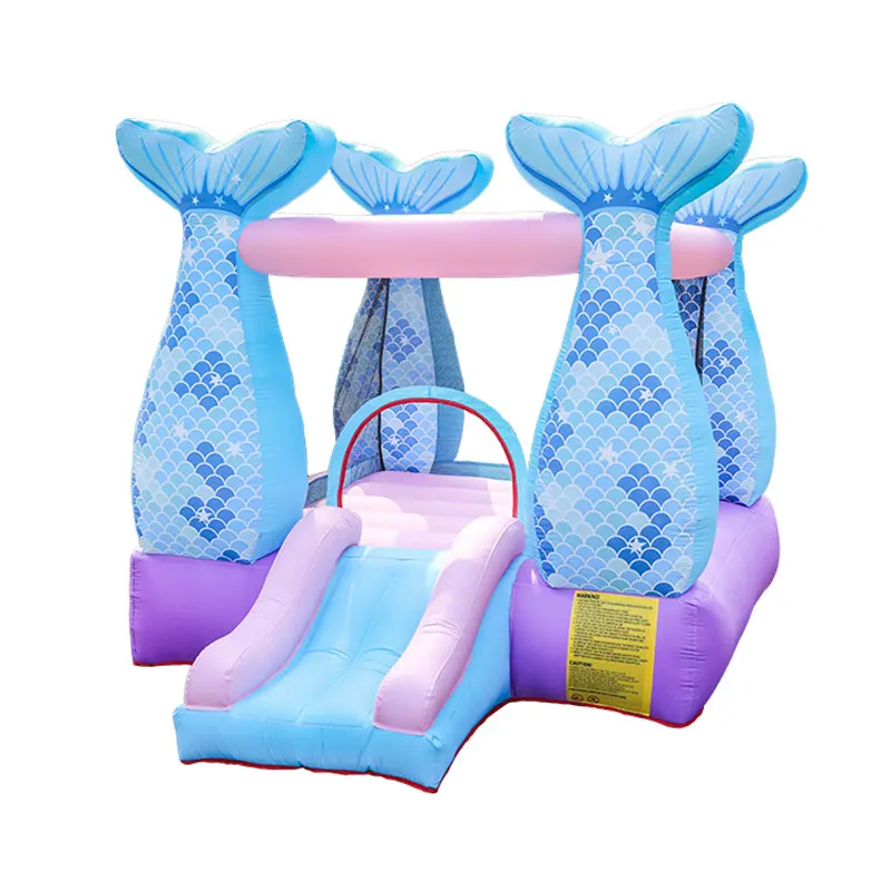 Inflatable Mermaid Bouncy Castle Climbing Bounce House Small with Slide Jumper Game for Kids Backyard Party Air Blower | Игрушки и хобби