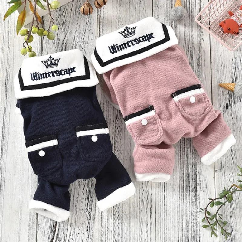 New Thickness Hooded Driver Style Pet Dogs Four Legs Cotton Winter Coat By Warm Small Puppy Poodle Chihuahua Clothing Drop Ship