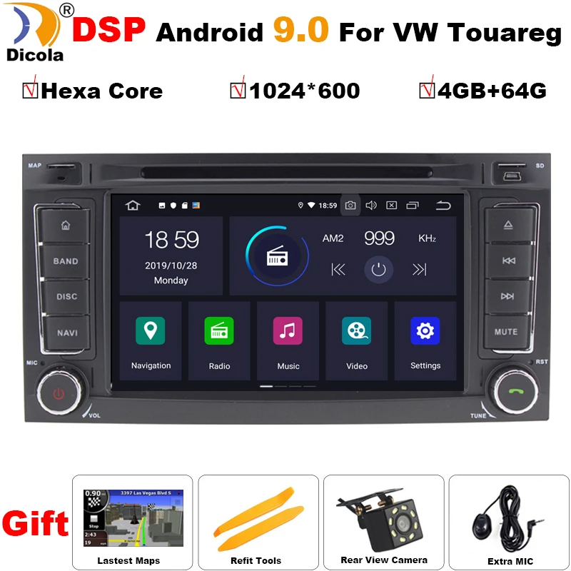 Ips DSP Android 9,0 4G+ 64G автомобиля gps для VW Volkswagen Touareg T5 Transporter Multivan dvd-плеер радио Мультимедиа Навигация PC