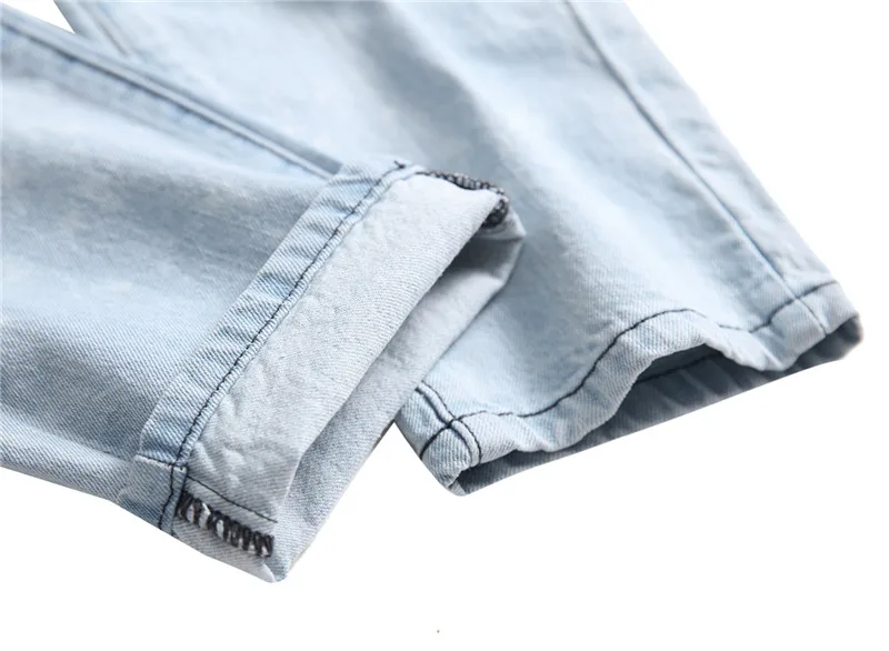 Color: Dark Blue Light Blue Medium Blue Jeans Men New Men's Straight Hole Jeans Men's Slim Denim Trousers