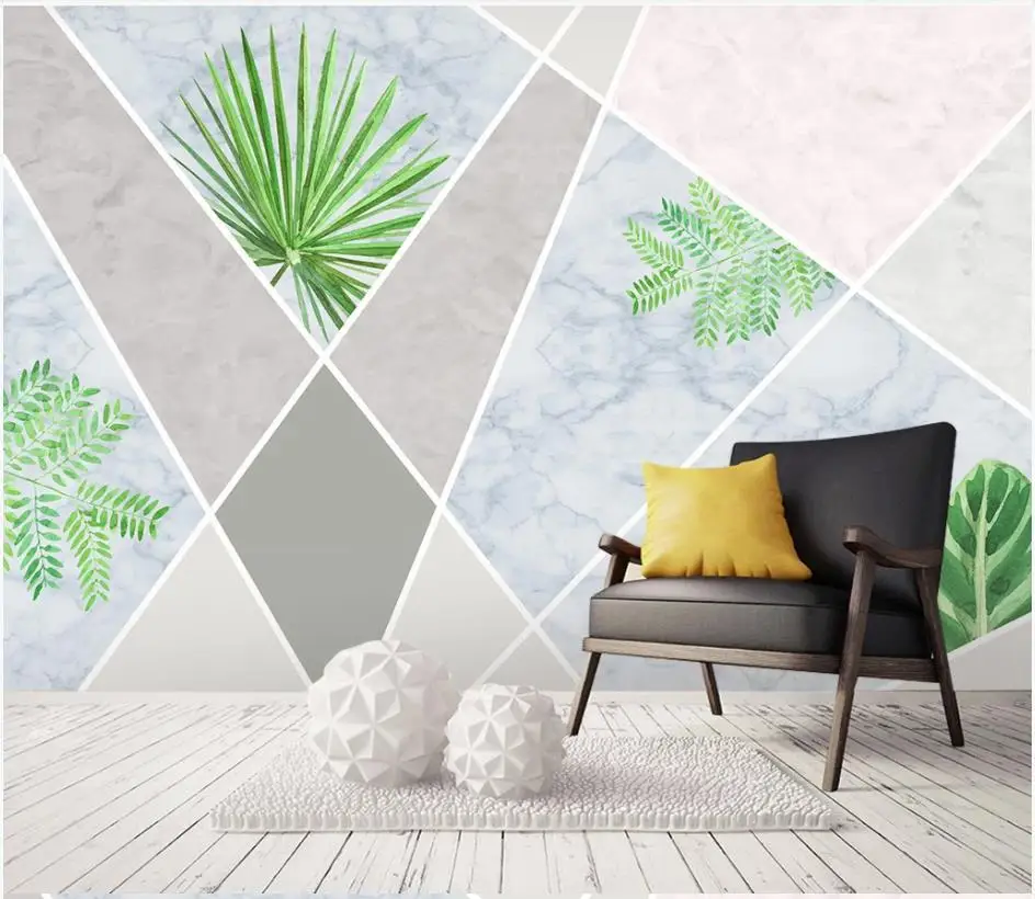 Custom photo wallpaper for walls 3 d mural wallpapers New marble leaves abstract pattern living room background wall papers
