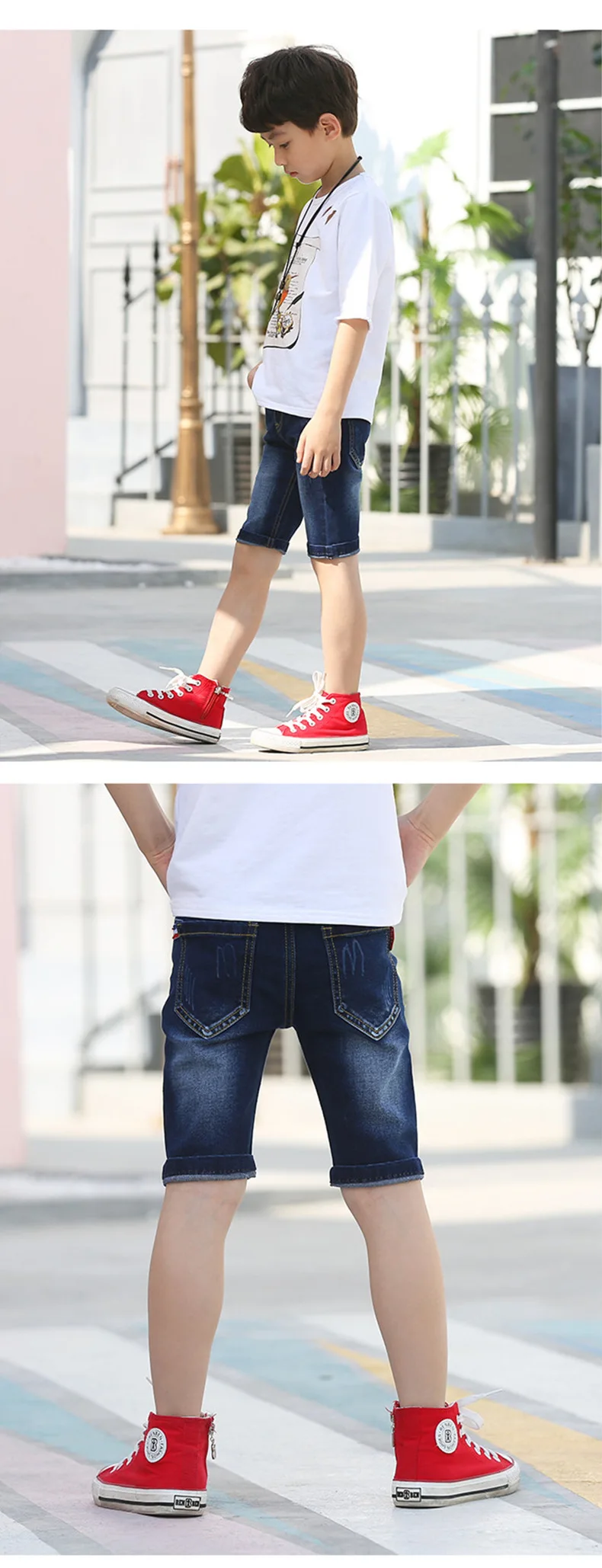 BOY'S Denim Trousers Thin Korean-style Fashion-Style Summer Medium-small Crawler Children Breathable Soft Short Pants