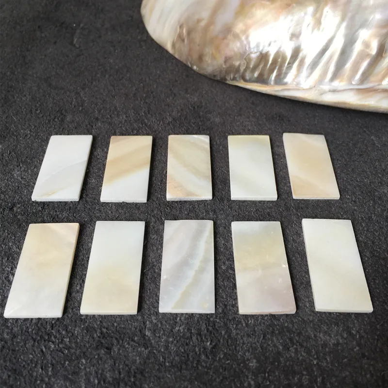 20pcs Natural Freshwater Mother of Pearl Shell Mosaic Tile DIY Accessories and Wood Inlay Carved Material Size 30mm /15mm /2mm