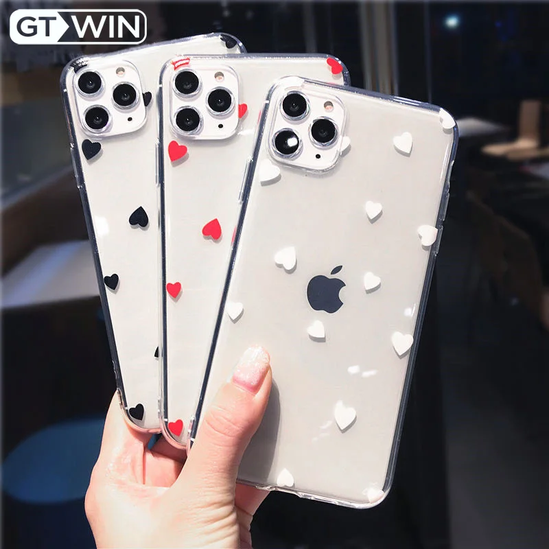 

GTWIN Love Heart Transparent Soft Shell Phone Cases For iPhone 11 Pro Max XR XS X XS Max 7 8 6 6s Plus 5S TPU Clear Cover Coque