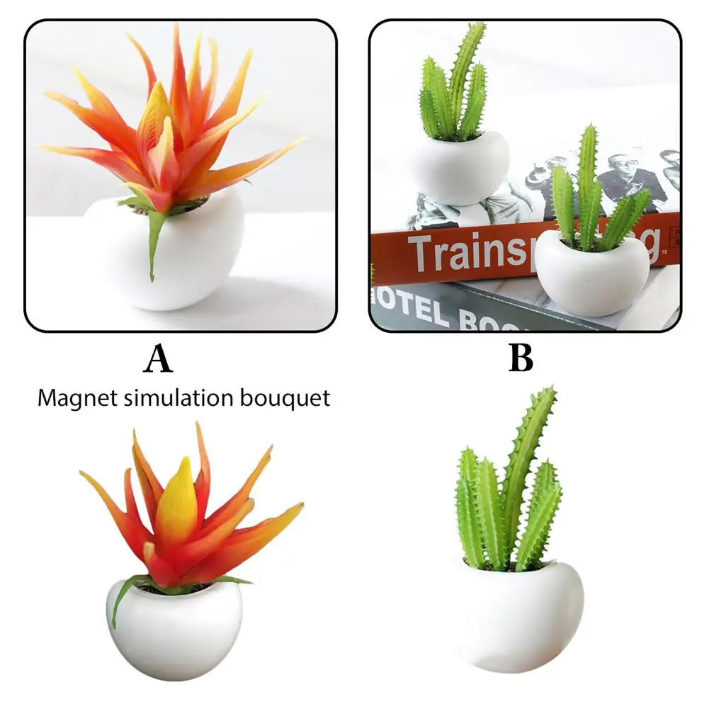 Искусственный цветочный магнит растение суккулент наклейка на холодильник висячее растение ваза в горшке украшения дома настенное уркашение для гостинной