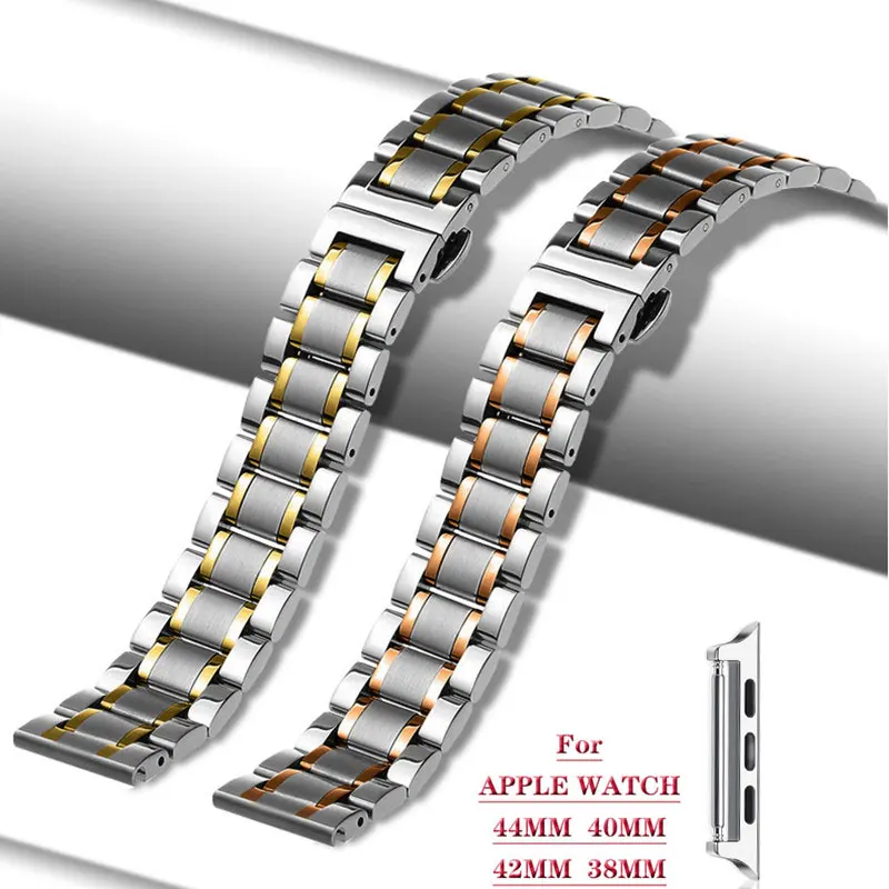 Ремешок из нержавеющей стали для Apple Watch Band 44 мм 40 роскошный металлический сменный