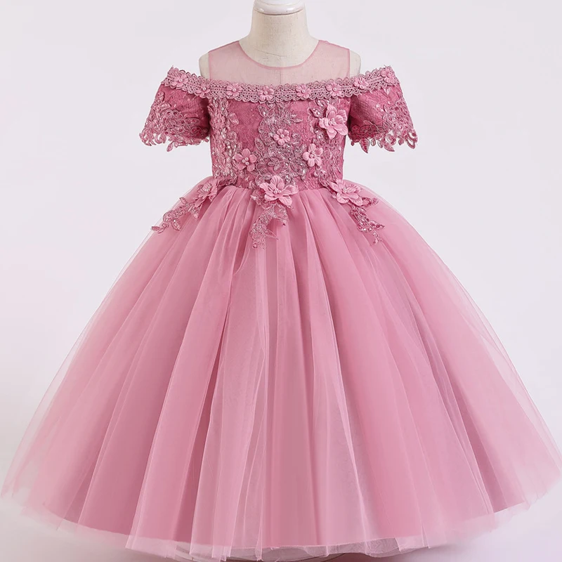 Robe de Princesse en Dentelle pour Fille, Tenue Florale, Jacquard, pour ixd'Anniversaire, Dîner Formel, Nouvelle Collection