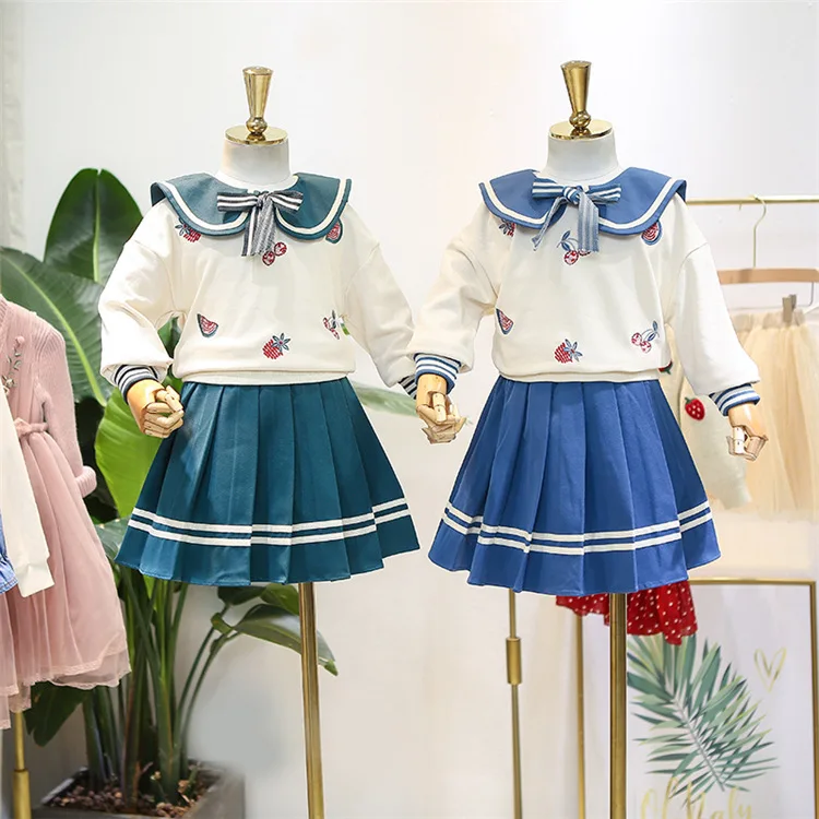 

5355 Preppy Style Christmas Princess New Winter Fall Baby Girl Clothing Set Outwear Tops Sweater+Skirt Thanksgiving GirlClothes