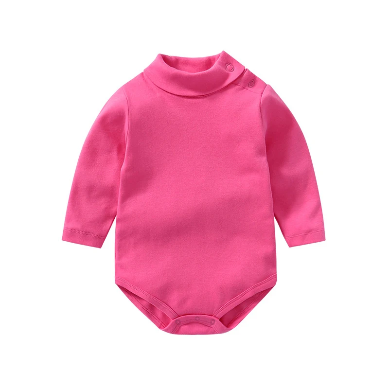 0-3 Yrs Baby Infant Clothing Turtle Neck Cotton Rompers Solid Color Newborn Boys Girls Autumn Winter Long Sleeve Jumpsuit Tops vintage Baby Bodysuits Baby Rompers