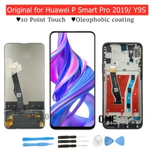 Orijinal Huawei Y9S/ P akıllı Pro 2019 LCD ekran çerçeve dokunmatik ekran Digitizer meclisi LCD dokunmatik ekran onarım yedek parçaları