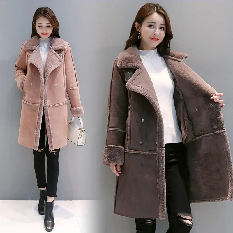 

Woolen Jacket Female Winter 2018 New Style WOMEN'S Dress Korean-style Slim Fit Mid-length Thick Suede Woolen Overcoat