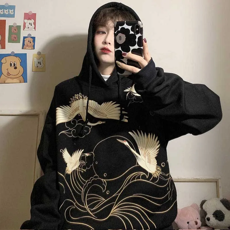 NiceMix размера плюс Женская Толстовка 2020 Harajuku животных и рисунком подъемного крана