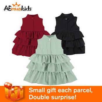 

Newborn Kids Baby Girls Party Dress Sleeveless O Neck Cake Ruffle Tutu Bubble Dresses Summer Baby Girl Sweet Dress Clothes